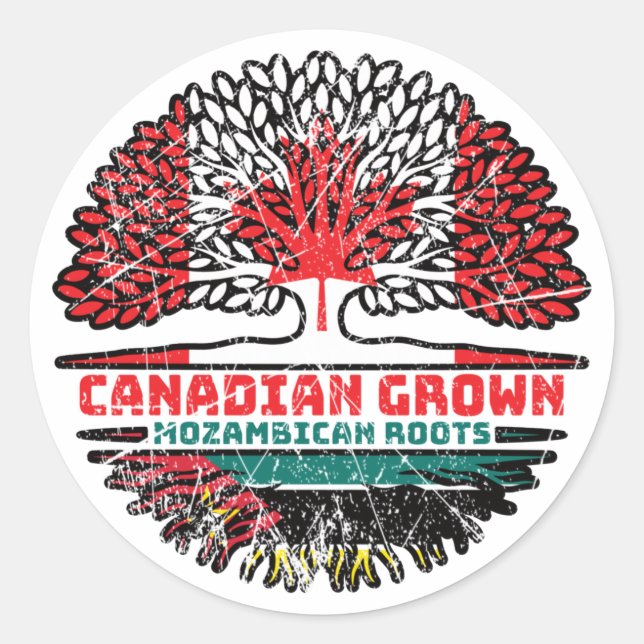 Mozambique Mozambican Canadian Canada Tree Roots Classic Round Sticker (Front)