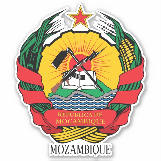 Mozambique National Emblem Patriotic Sticker (Front)
