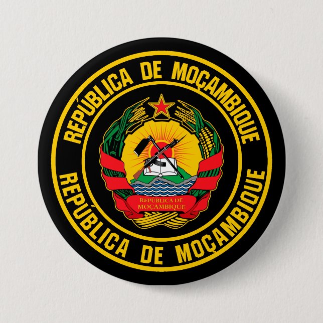 Mozambique Round Emblem Button (Front)