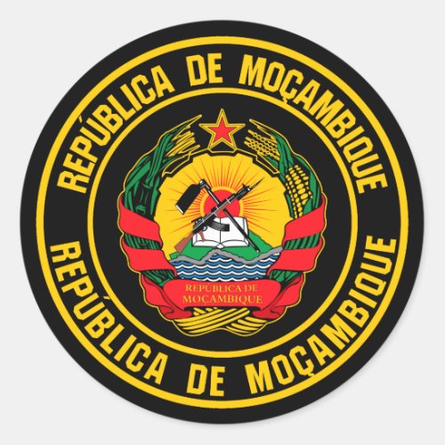Mozambique Round Emblem Classic Round Sticker