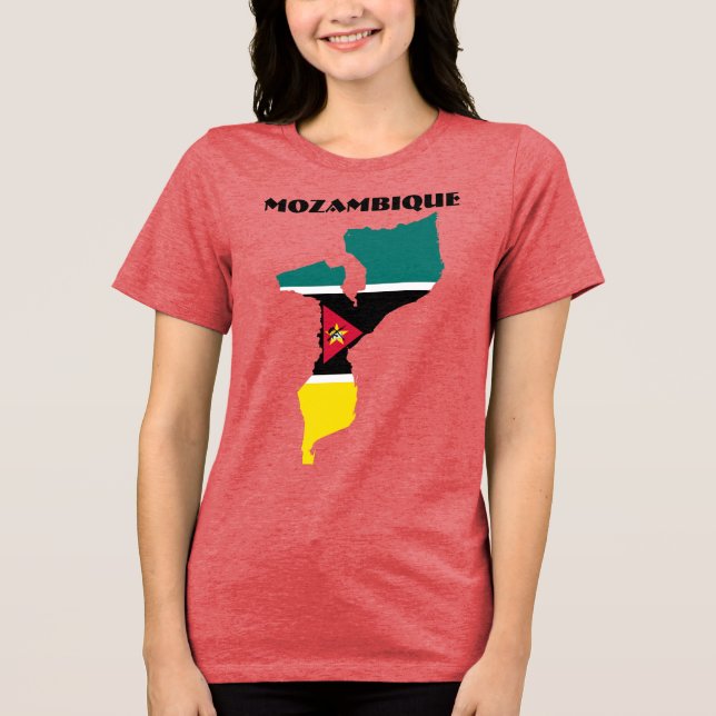 MOZAMBIQUE Special Customizable Red Tourist Tri-Blend Shirt (Front)