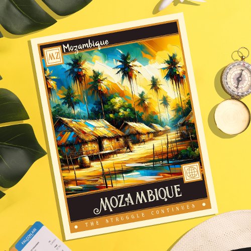 Mozambique  Vintage Painting Postcard