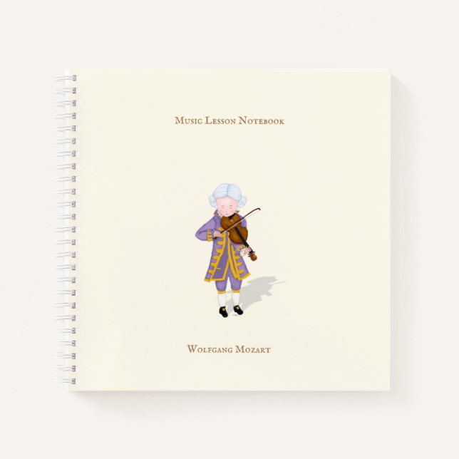 Mozart Playing Violin Personalized Musician's Notebook (Front)