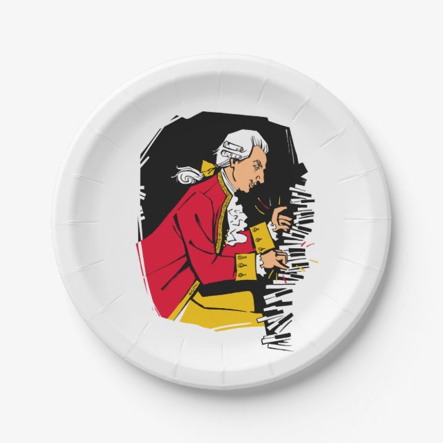 Mozart plays piano paper plates (Front)