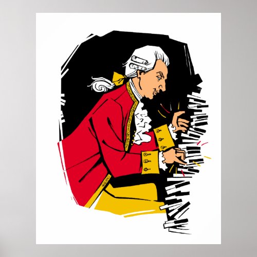 Mozart plays piano poster