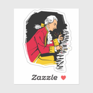 Mozart plays piano sticker