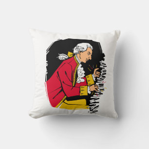 Mozart plays piano throw pillow