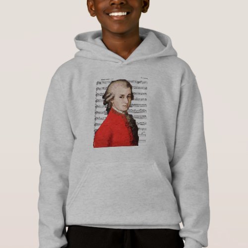 Mozart Portrait and Music T_Shirt Hoodie