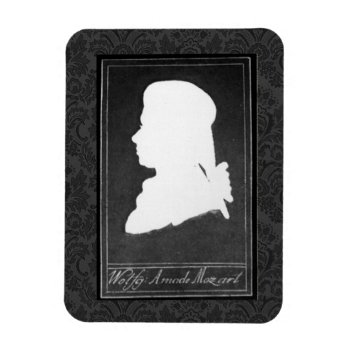 Mozart Profile Paper Cutout White On Black Magnet by missprinteditions at Zazzle