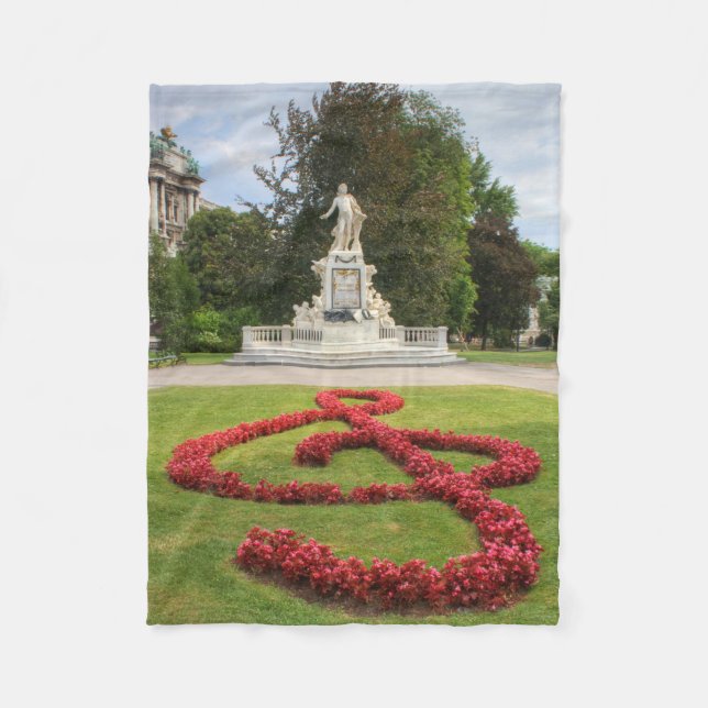 Mozart Statue In Burggarten Vienna Austria Fleece Blanket (Front)