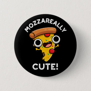 Mozza-really Cute Funny Pizza Pun Dark BG Button