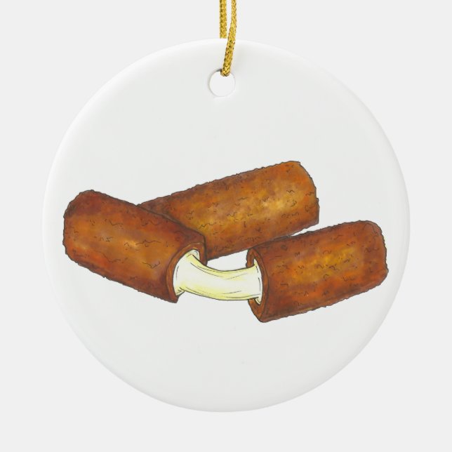 Mozzarella Fried Cheese Sticks Junk Food Foodie Ceramic Ornament (Front)