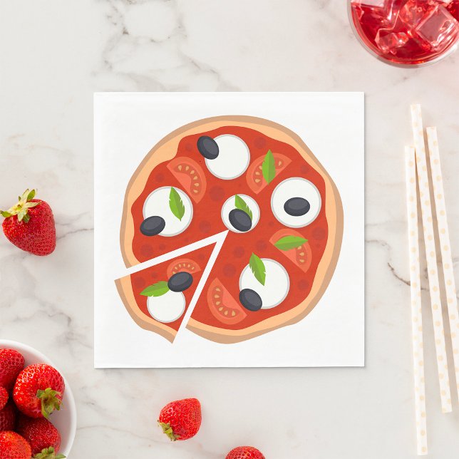 Mozzarella Pizza with Tomato and Basil Napkins (Creator Uploaded)