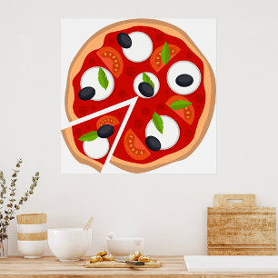 Mozzarella Pizza with Tomato and Basil Poster