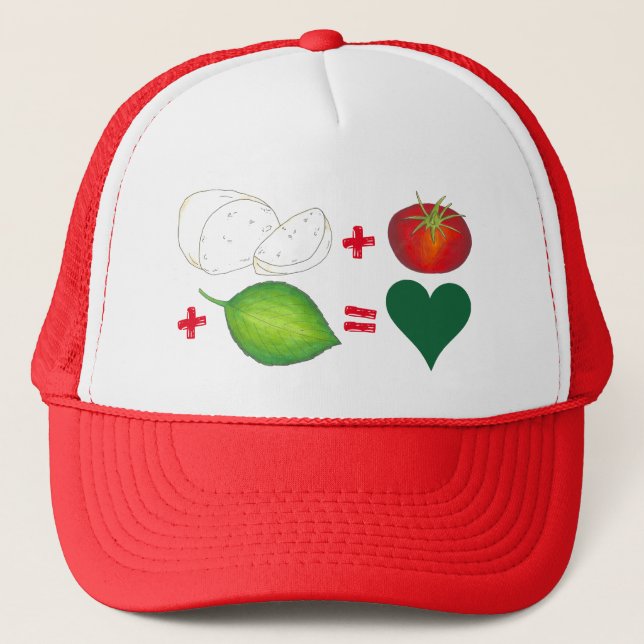 Mozzarella Tomato Basil Caprese Italian Food Trucker Hat (Front)