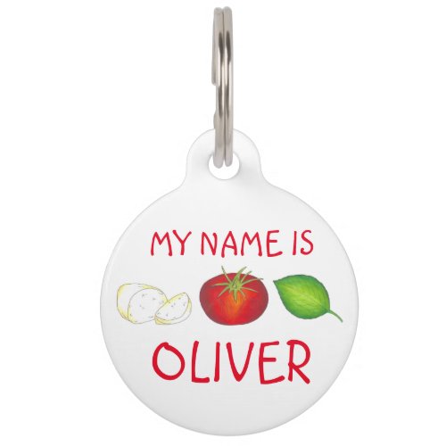 Mozzarella Tomato Basil Italian Food Restaurant Pet ID Tag