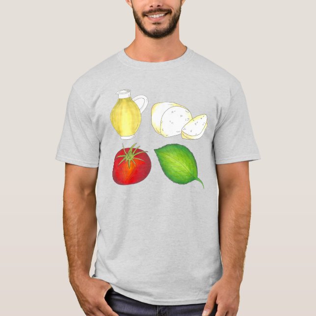 Mozzarella Tomato Basil Olive Oil Italian Food Tee (Front)