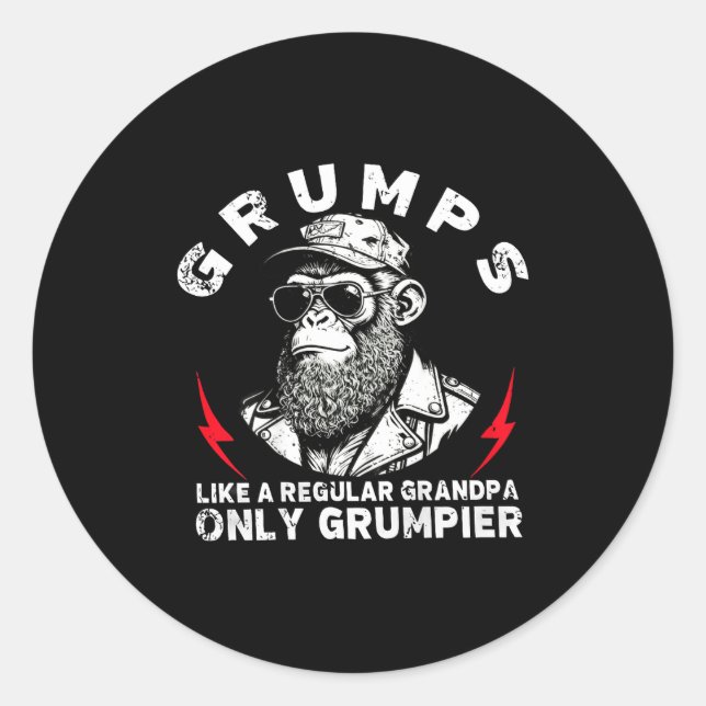 Mps Like A Regular Grandpa Only Mer Monkey (on Bac Classic Round Sticker (Front)