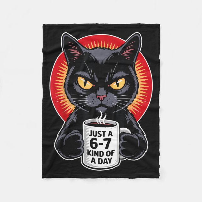 Mpy 6 7 Meme Cat Funny Gen Alpha Six Seven Cat Lov Fleece Blanket (Front)