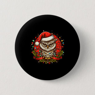 Mpy Owl Christmas Santa Hat Vintage Owl For Men Wo Button