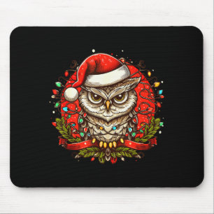 Mpy Owl Christmas Santa Hat Vintage Owl For Men Wo Mouse Pad