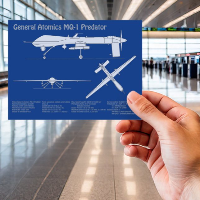 MQ-1 Predator  UAV- Airplane Blueprint ABD Postcard (Creator Uploaded)