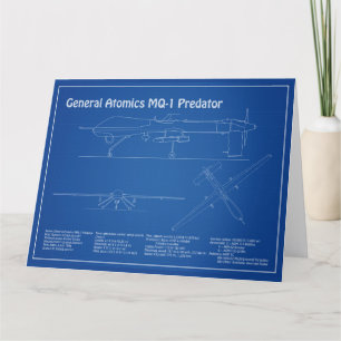 MQ-1 Predator UAV- Airplane Blueprint AD Thank You Card