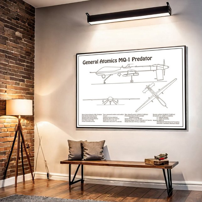 MQ-1 Predator  UAV- Airplane Blueprint BD  Poster (Creator Uploaded)