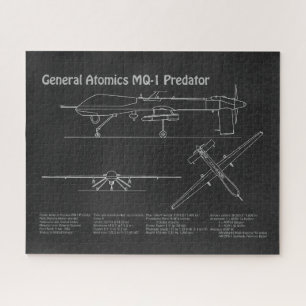 MQ-1 Predator UAV- Airplane Blueprint PD Jigsaw Puzzle
