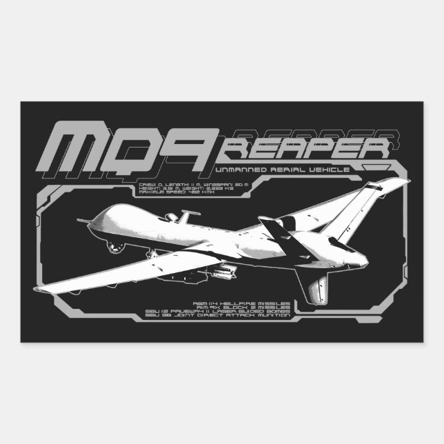 MQ-9 Reaper Rectangular Sticker (Front)