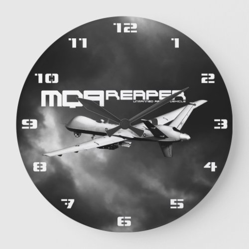 MQ_9 Reaper Round Large Wall Clock