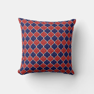 MQF Sequins-Red-White-Dark Blue-Sq PILLOW