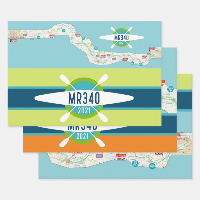 mr340 map with checkpoints 2021 paddlestops 3 wrapping paper sheets (Set)