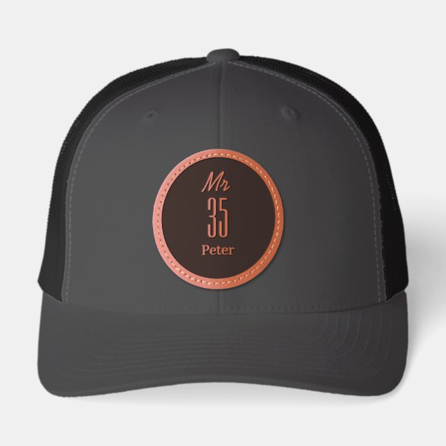 Mr 35 Birthday Leather Patch Hat (Front)