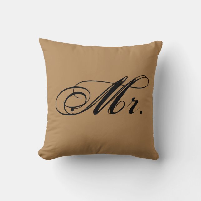 "Mr." Accent Throw Pillow (Brown) (Front)