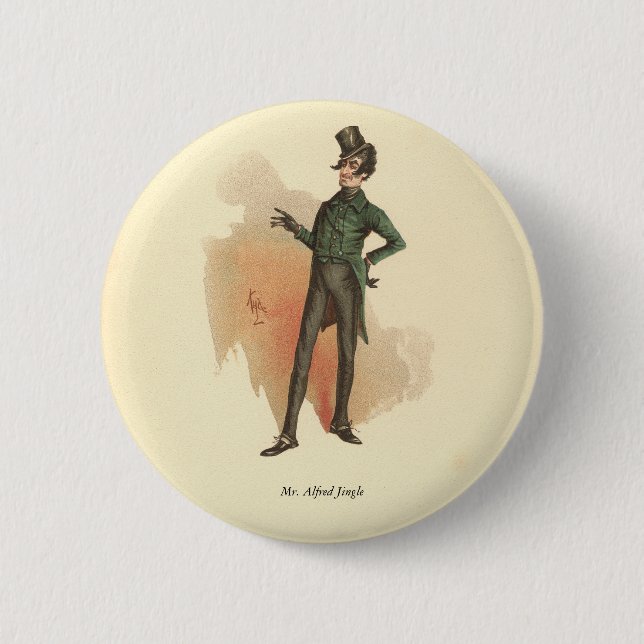 Mr. Alfred Jingle from The Pickwick Papers Button (Front)