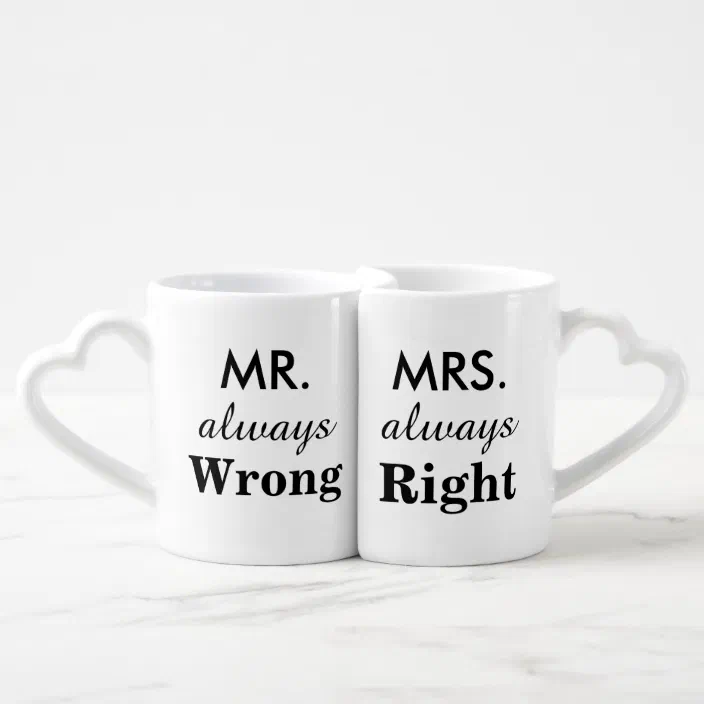 Mr & Mrs Mug Set Mrs Always Right Wedding Gift Bridal Shower Funny Mug Wedding 