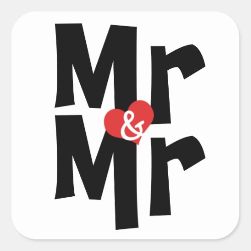 Mr And Mr Bold Modern Wedding Square Sticker