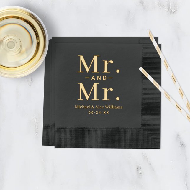 Mr and Mr Custom Wedding Monogram Foil Napkins (Creator Uploaded)