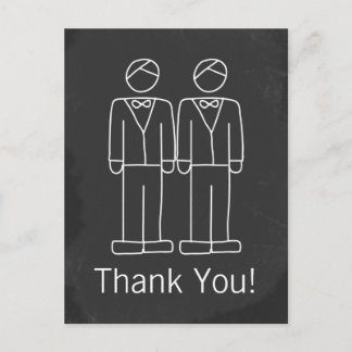 Mr and Mr Doodle Chalkboard Gay Wedding Thank You Postcard