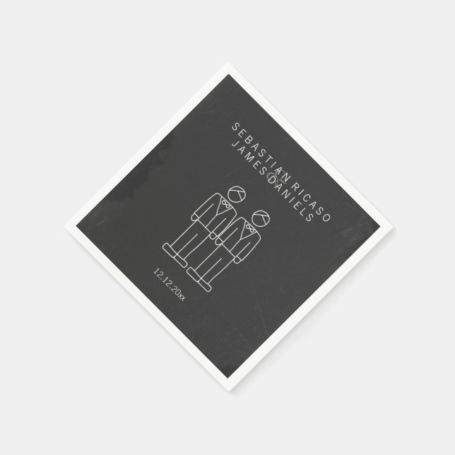 Mr and Mr Doodle Gay Wedding Personalized Napkins (Corner)