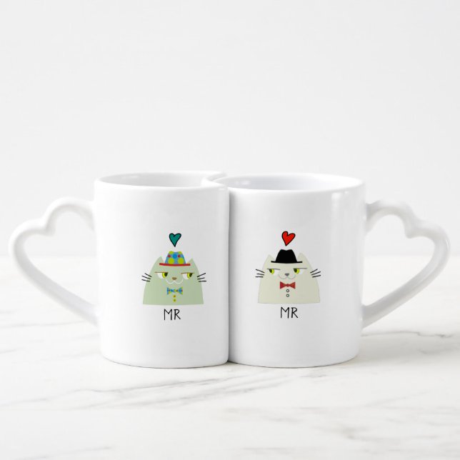 Mr and Mr Gay Couple Coffee Mug Set (Back Nesting)