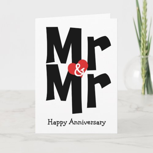 Mr and Mr Gay Wedding Black White Anniversary Card