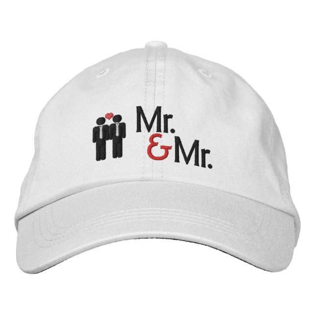 Mr and Mr Gay Wedding Embroidered Baseball Hat (Front)