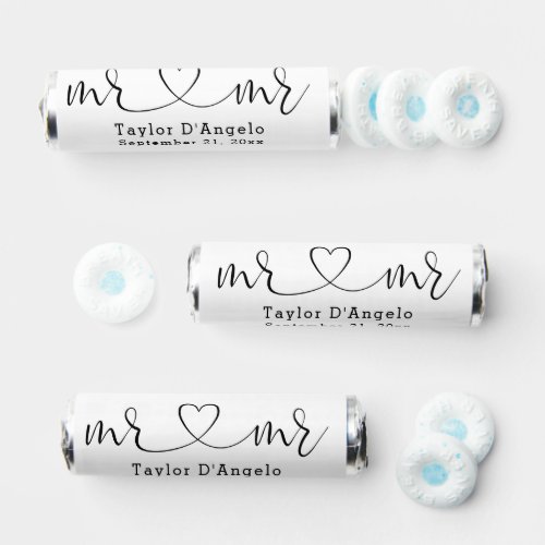 Mr And Mr Gay Wedding Love Heart Personalized Breath Savers Mints