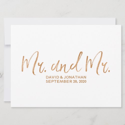 Mr and Mr Gay Wedding Sign  Stylish Copper Save The Date