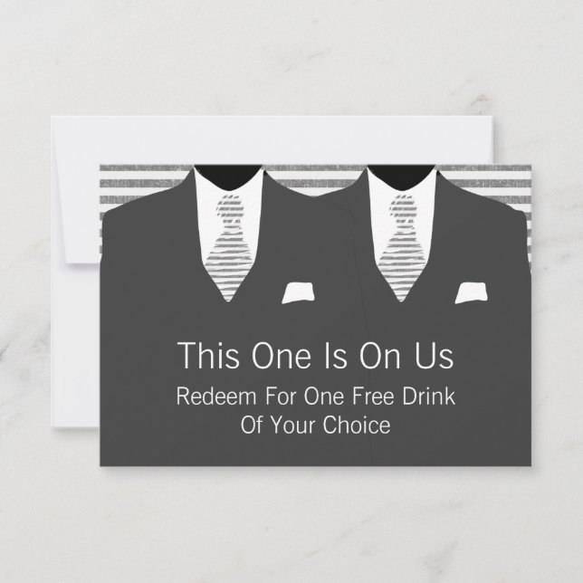 Mr and Mr Grey Suit and Tie Gay Wedding Thank You Card (Front)