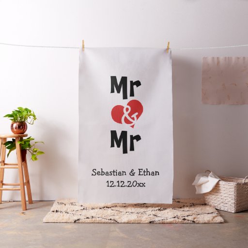Mr and Mr Heart Gay Wedding Custom Photo Backdrop