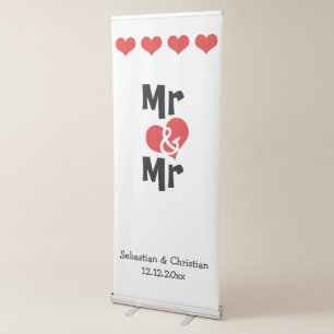 Mr and Mr Heart Gay Wedding Personalized Retractable Banner
