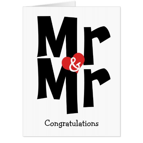 Mr and Mr Heart Wedding Congratulations Card